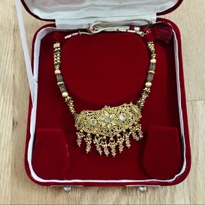 Indian Silver, Gold Plated Kundan Choker Necklace